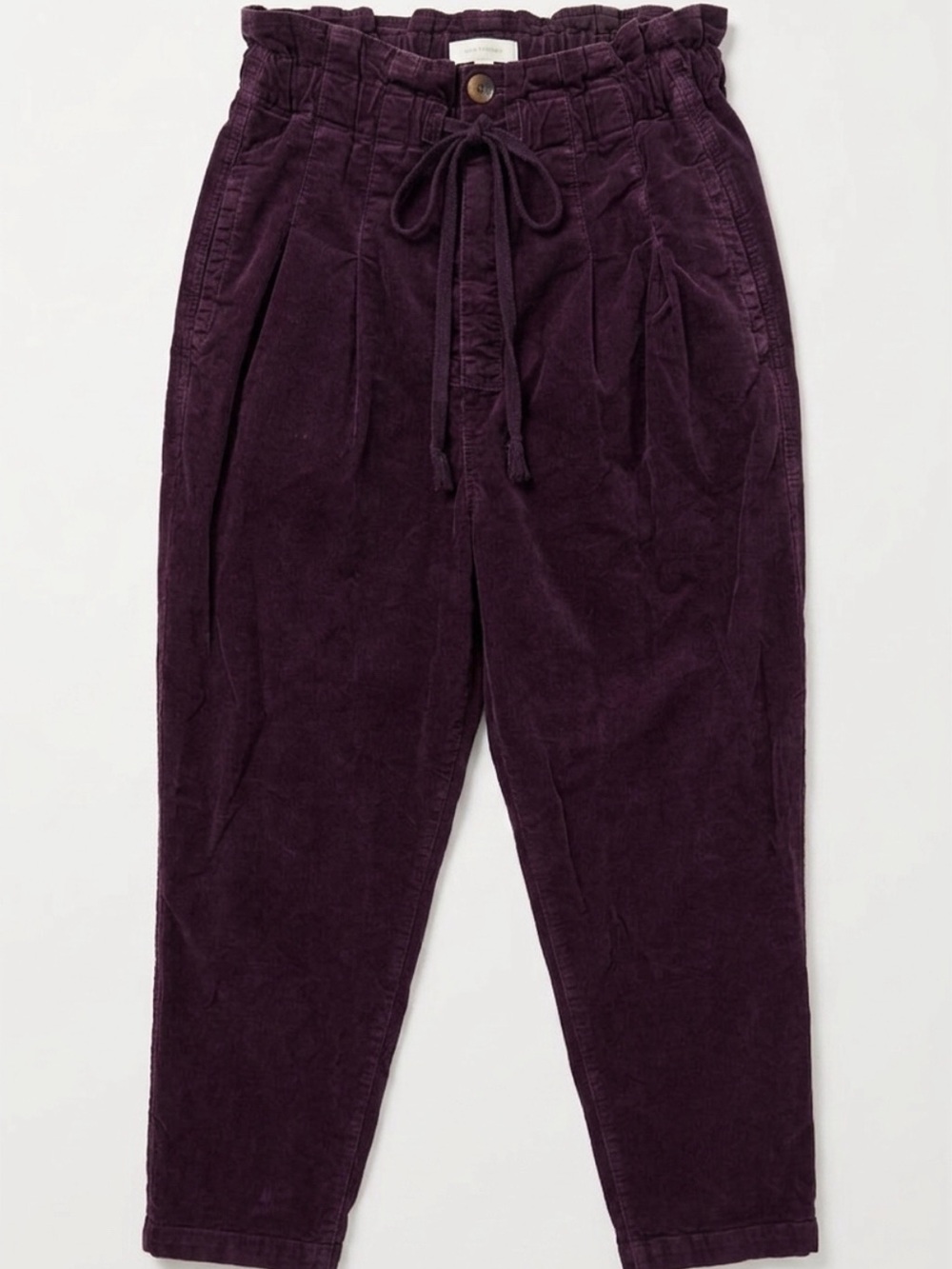 Free People Wide-Leg Corduroy Pants in Deep Plum